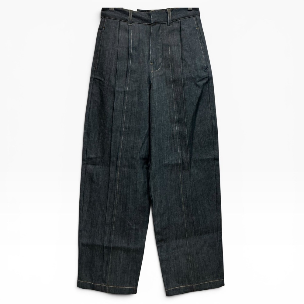 Zara ZW Collection High Waisted Balloon Pleated Jeans Dark Indigo Blue S / 4 NEW